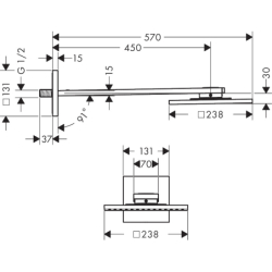 Głowica prysznicowa 250/250 1jet z ramieniem prysznicowym Nikiel Szczotkowany ShowerSolutions AXOR 35306820