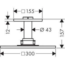 Głowica prysznicowa 300/200 1jet z przyłączem sufitowym Czerwony Złoty Szczotkowany ShowerSolutions AXOR 35316310