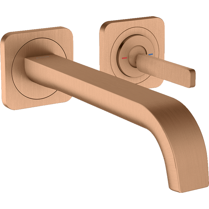 Bateria umywalkowa z uchwytem Pin, wylewką 221 mm i rozetami, ścienna, podtynkowa Brąz Szczotkowany Citterio E AXOR 36106140