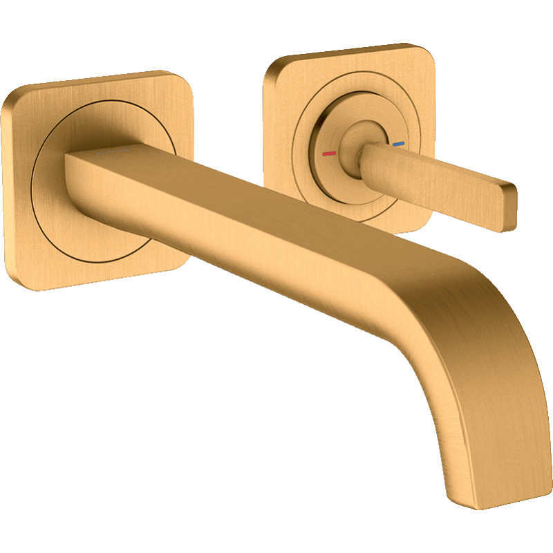 Bateria umyw. z uchwytem Pin, wylewką 221 mm i rozetami, ścienna, podtynkowa Złoty Optyczny brushed Citterio E AXOR 36106250