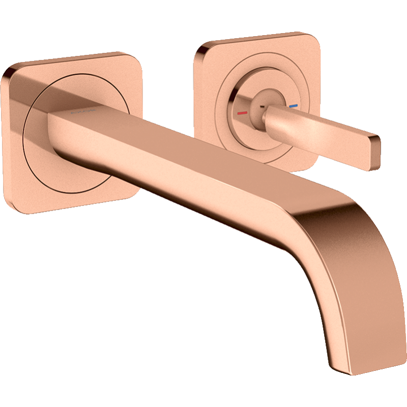 Bateria umyw. z uchwytem Pin, wylewką 221 mm i rozetami, ścienna, podtynkowa Czerwony Złoty Polerowany Citterio E AXOR 36106300