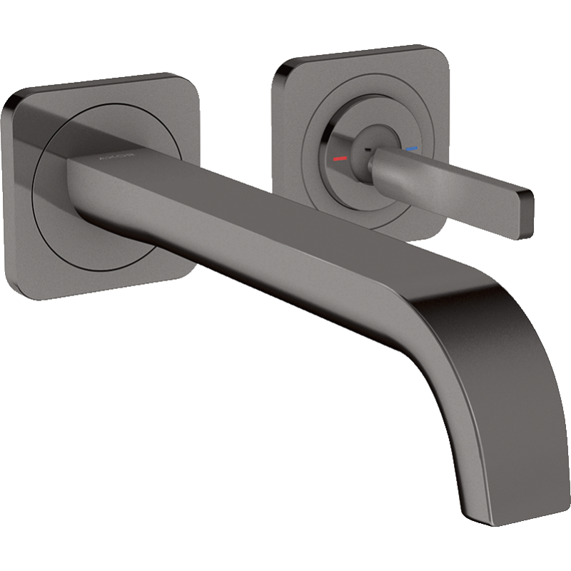 Bateria umyw. z uchwytem Pin, wylewką 221 mm i rozetami, ścienna, podtynkowa Czarny Chrom Polerowany Citterio E AXOR 36106330