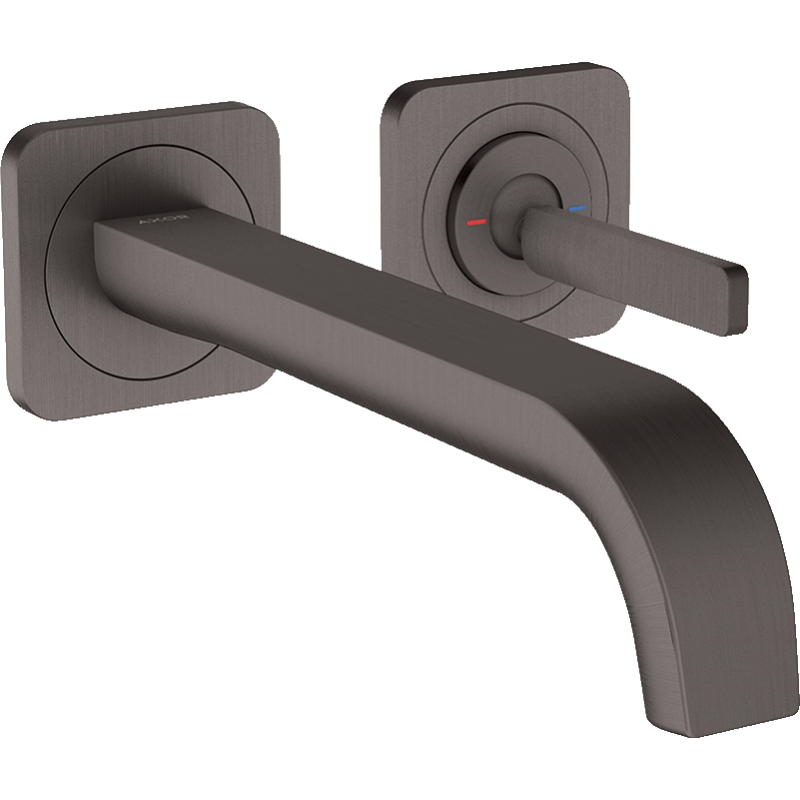 Bateria umyw. z uchwytem Pin, wylewką 221 mm i rozetami, ścienna, podtynkowa Czarny Chrom Szczotkowany Citterio E AXOR 36106340