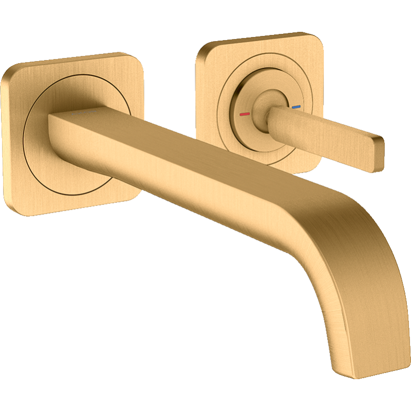 Bateria umywalkowa z uchwytem Pin, wylewką 221 mm i rozetami, ścienna, podtynkowa Mosiądz Szczotkowany Citterio E AXOR 36106950