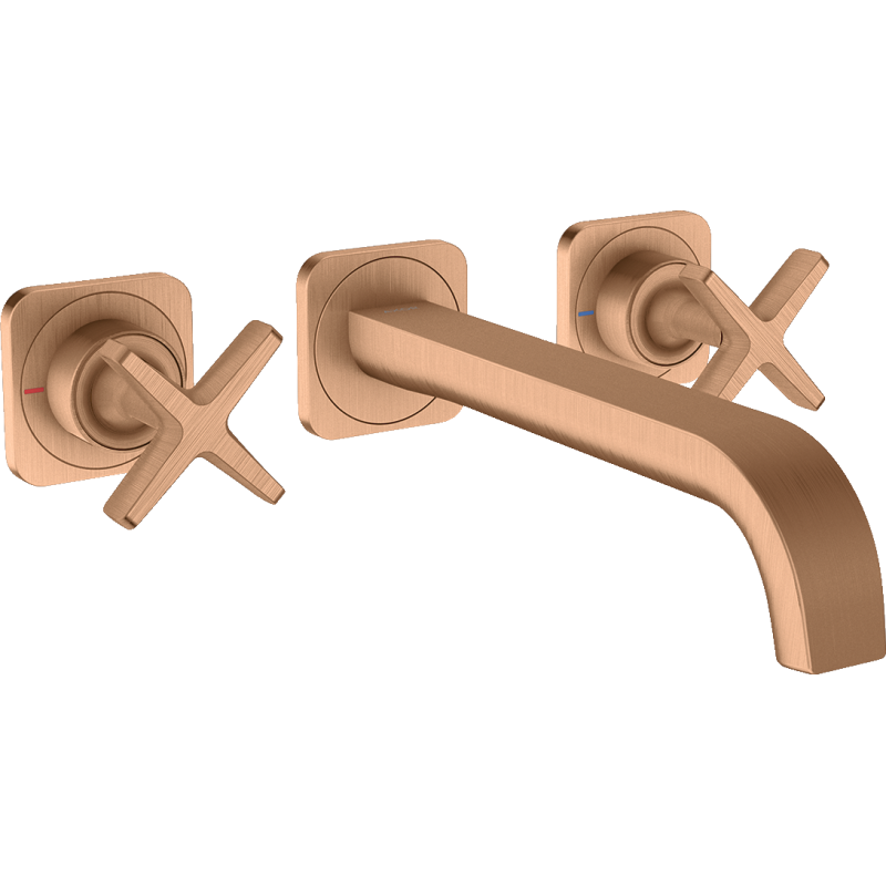 3-otworowa bateria umywalkowa z rozetami i wylewką 220 mm, ścienna, podtynkowa Brąz Szczotkowany Citterio E AXOR 36107140