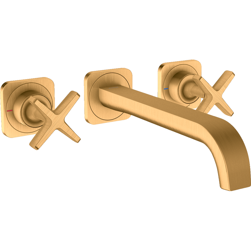 3-otworowa Bateria umyw. z rozetami i wylewką 220 mm, ścienna, podtynkowa Złoty Optyczny Szczotkowany Citterio E AXOR 36107250