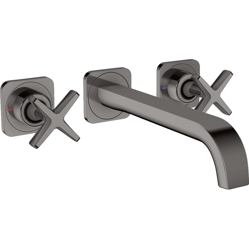 3-otworowa bateria umywalkowa z rozetami i wylewką 220 mm, ścienna, podtynkowa Czarny Chrom Polerowany Citterio E AXOR 36107330