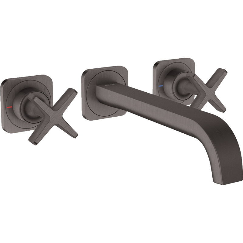 3-otworowa Bateria umyw. z rozetami i wylewką 220 mm, ścienna, podtynkowa Czarny Chrom Szczotkowany Citterio E AXOR 36107340