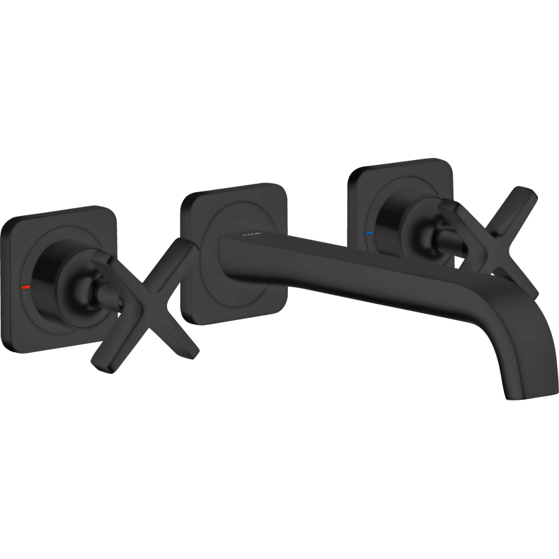 3-otworowa bateria umywalkowa z rozetami i wylewką 220 mm, ścienna, podtynkowa Czarny Matowy Citterio E AXOR 36107670