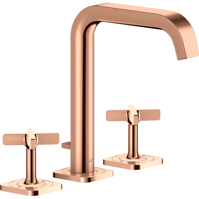 3-otworowa bateria umywalkowa 170 z rozetami i kompletem odpływowym z cięgłem Czerwony Złoty Polerowany Citterio E AXOR 36108300