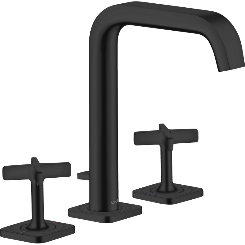 3-otworowa bateria umywalkowa 170 z rozetami i kompletem odpływowym z cięgłem Czarny Matowy Citterio E AXOR 36108670