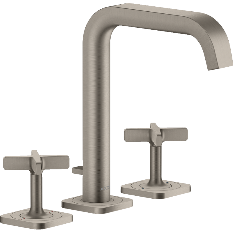 3-otworowa bateria umywalkowa 170 z rozetami i kompletem odpływowym z cięgłem Stal Szlachetna Optyczna Citterio E AXOR 36108800