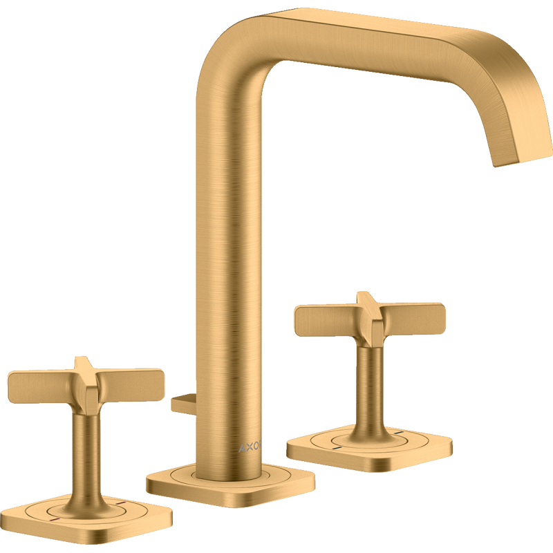 3-otworowa bateria umywalkowa 170 z rozetami i kompletem odpływowym z cięgłem Mosiądz Szczotkowany Citterio E AXOR 36108950