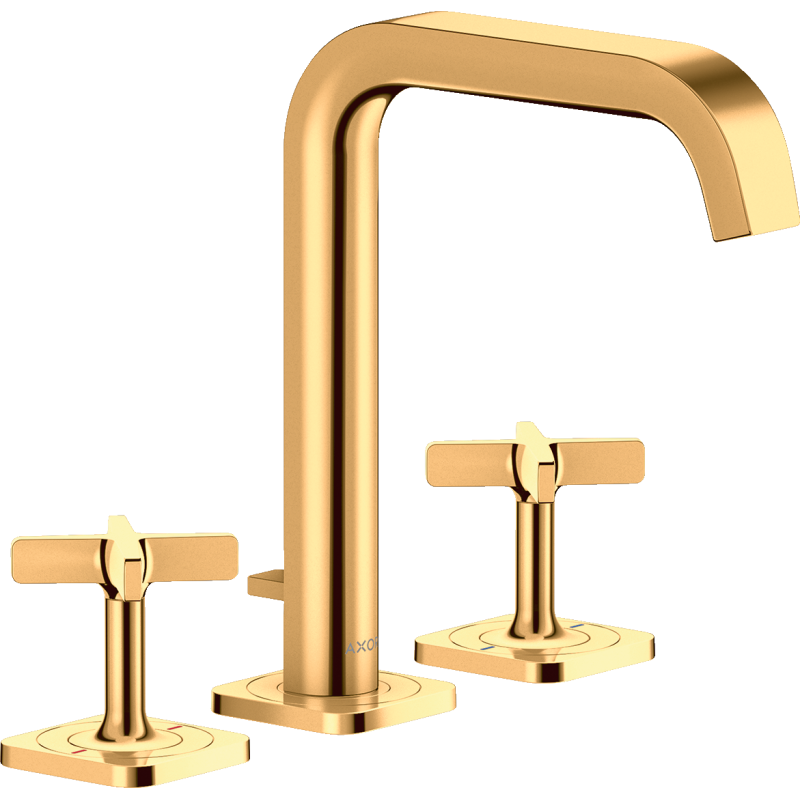 3-otworowa bateria umywalkowa 170 z rozetami i kompletem odpływowym z cięgłem Złoty Optyczny Polerowany Citterio E AXOR 36108990