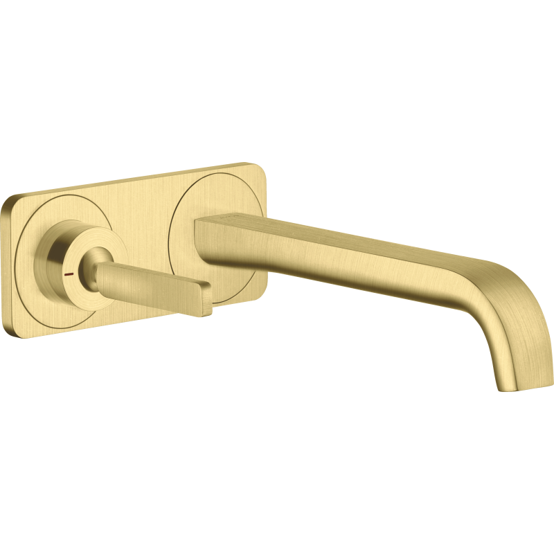 Bateria umywalkowa z uchwytem Pin, wylewką 221 mm i płytką, ścienna, podtynkowa Mosiądz Szczotkowany Citterio E AXOR 36114950