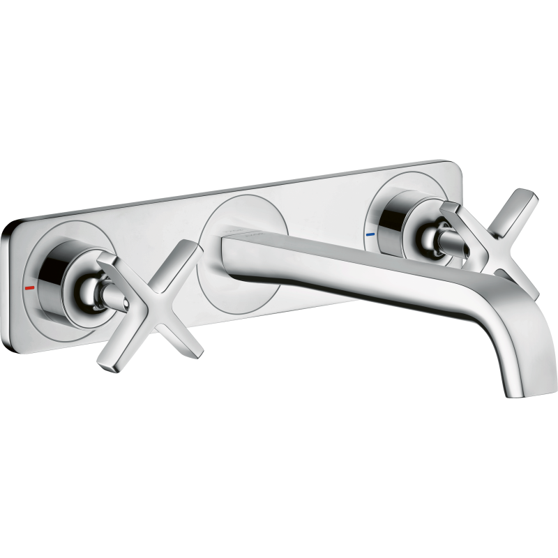 3-otworowa bateria umywalkowa z płytką i wylewką 220 mm, ścienna, podtynkowa Chrom Citterio E AXOR 36115000