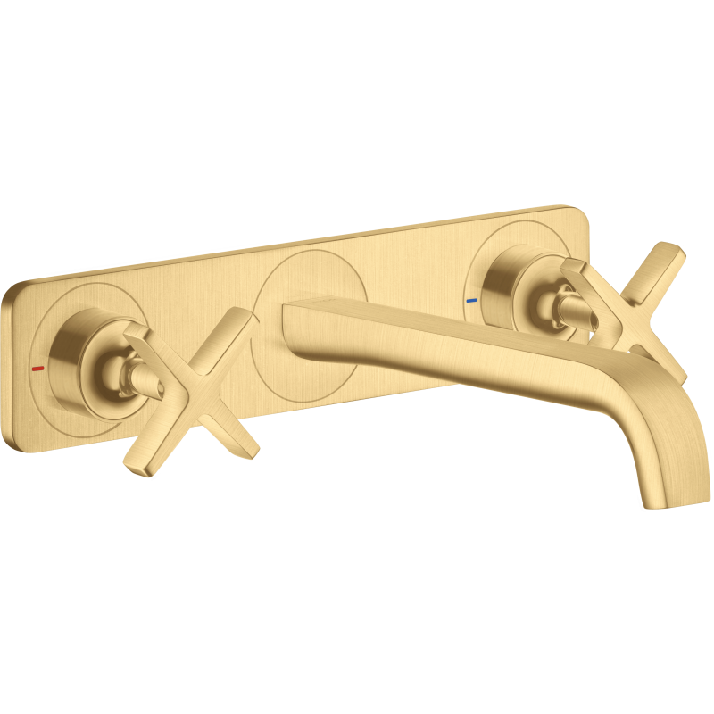 3-otworowa Bateria umyw. z płytką i wylewką 220 mm, ścienna, podtynkowa Złoty Optyczny Szczotkowany Citterio E AXOR 36115250