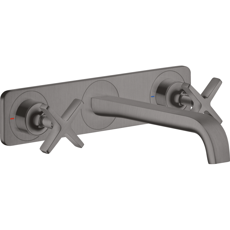 3-otworowa bateria umywalkowa z płytką i wylewką 220 mm, ścienna, podtynkowa Czarny Chrom Szczotkowany Citterio E AXOR 36115340