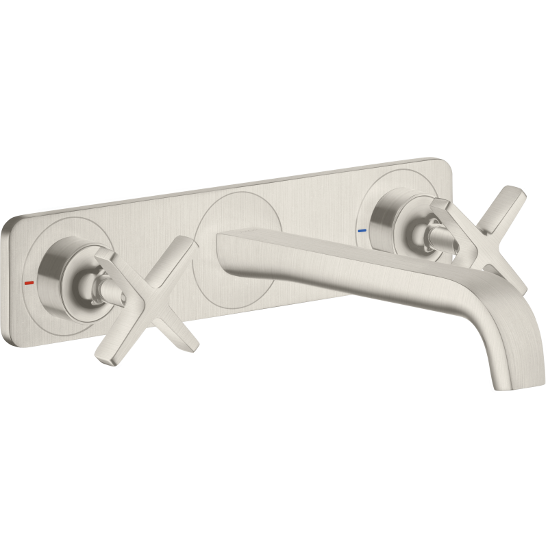 3-otworowa bateria umywalkowa z płytką i wylewką 220 mm, ścienna, podtynkowa Stal Szlachetna Optyczna Citterio E AXOR 36115800