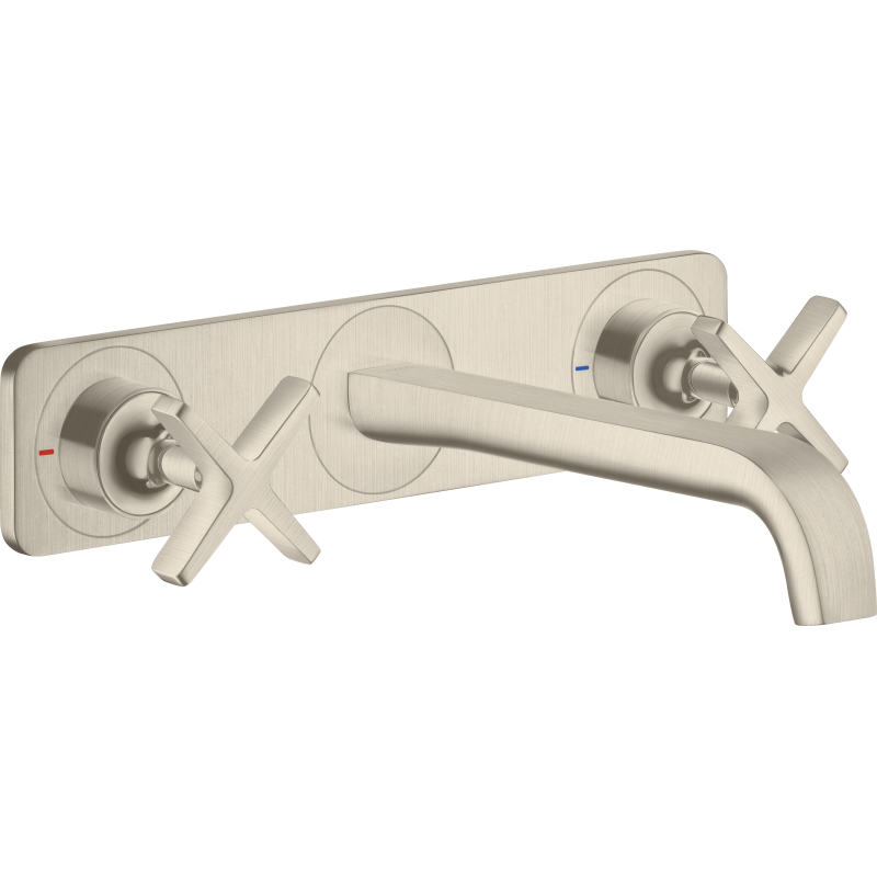 3-otworowa bateria umywalkowa z płytką i wylewką 220 mm, ścienna, podtynkowa Nikiel Szczotkowany Citterio E AXOR 36115820