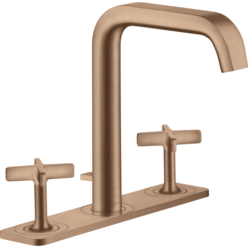 3-otworowa bateria umywalkowa 170 z płytką i kompletem odpływowym z cięgłem Czerwony Złoty Szczotkowany Citterio E AXOR 36116310