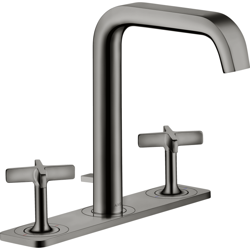 3-otworowa bateria umywalkowa 170 z płytką i kompletem odpływowym z cięgłem Czarny Chrom Polerowany Citterio E AXOR 36116330