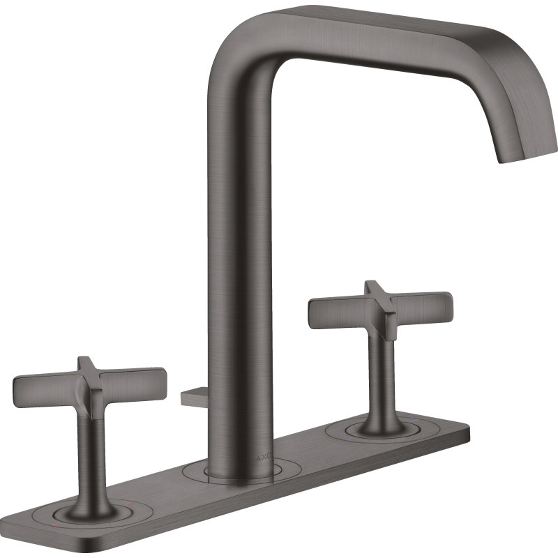 3-otworowa bateria umywalkowa 170 z płytką i kompletem odpływowym z cięgłem Czarny Chrom Szczotkowany Citterio E AXOR 36116340