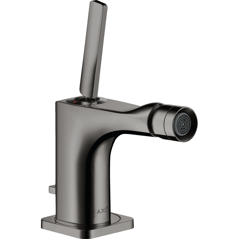 Jednouchwytowa bateria bidetowa z uchwytem Pin i kompletem odpływowym z cięgłem Czarny Chrom Polerowany Citterio E AXOR 36120330