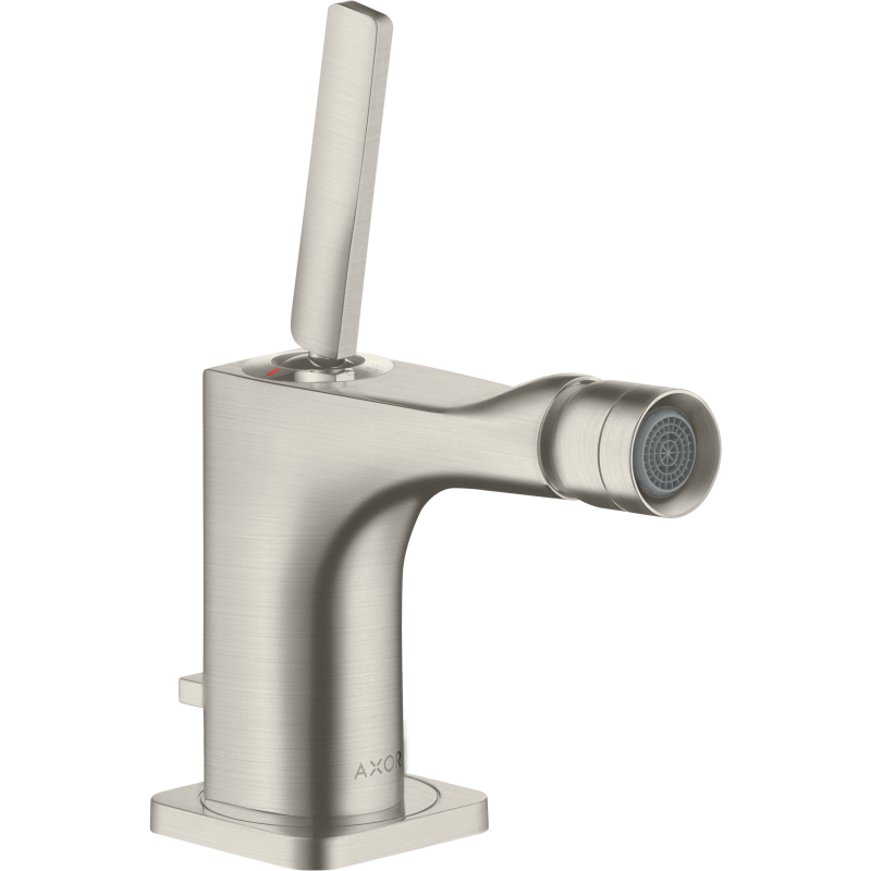 Jednouchwytowa bateria bidetowa z uchwytem Pin i kpl odpływowym z cięgłem Stal Szlachetna Optyczna Citterio E AXOR 36120800