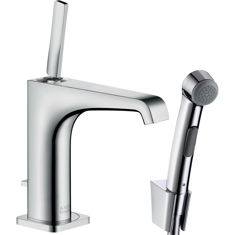 Bateria umyw. 130 z główką Bidette i wężem 160 cm, kpl odpływowy Push-Open Czerwony Złoty Szczotkowany Citterio E AXOR 36130310