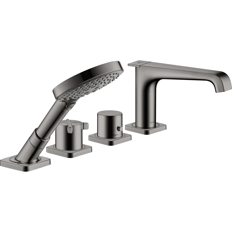 4-otworowa bateria wannowa, termostatyczna do montażu na cokole z płytek Czarny Chrom Polerowany Citterio E AXOR 36410330