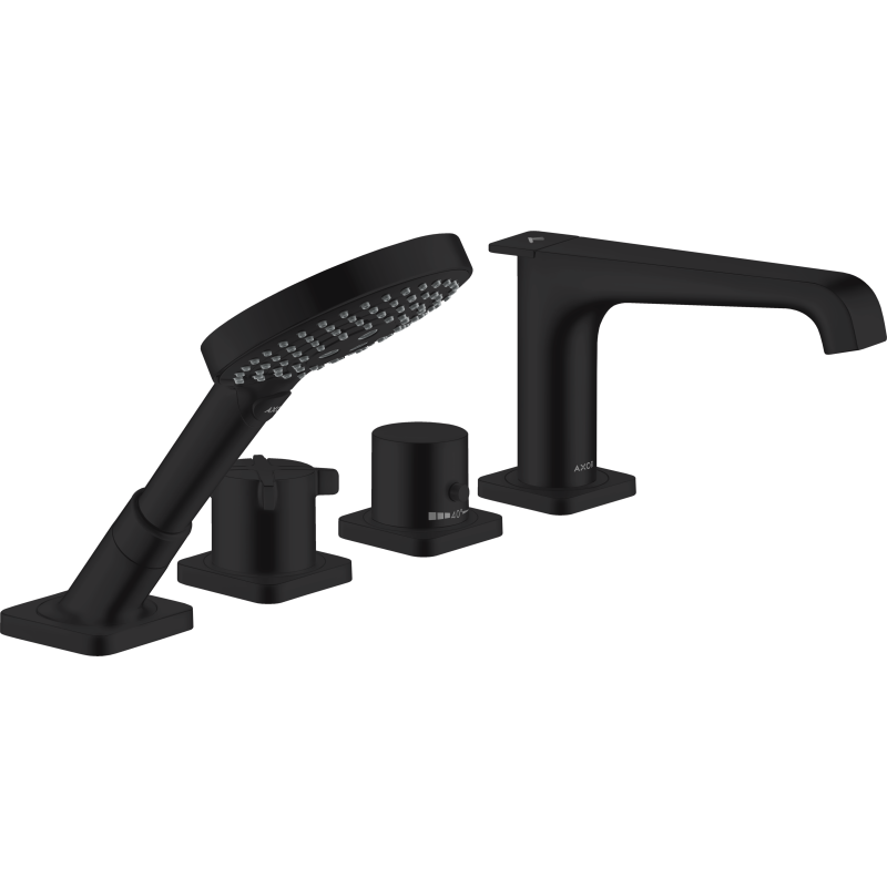 4-otworowa bateria wannowa, termostatyczna do montażu na cokole z płytek Czarny Matowy Citterio E AXOR 36410670