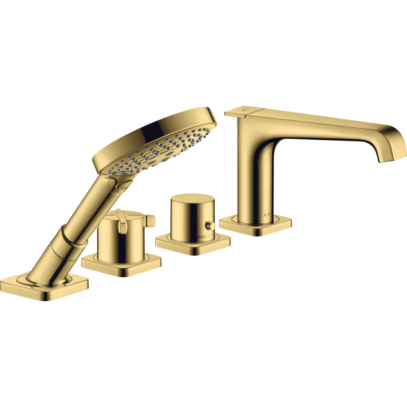 4-otworowa bateria wannowa, termostatyczna do montażu na cokole z płytek Złoty Optyczny Polerowany Citterio E AXOR 36410990