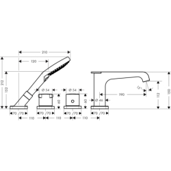 4-otworowa bateria termostatyczna na brzeg wanny Czarny Chrom Polerowany Citterio E AXOR 36411330