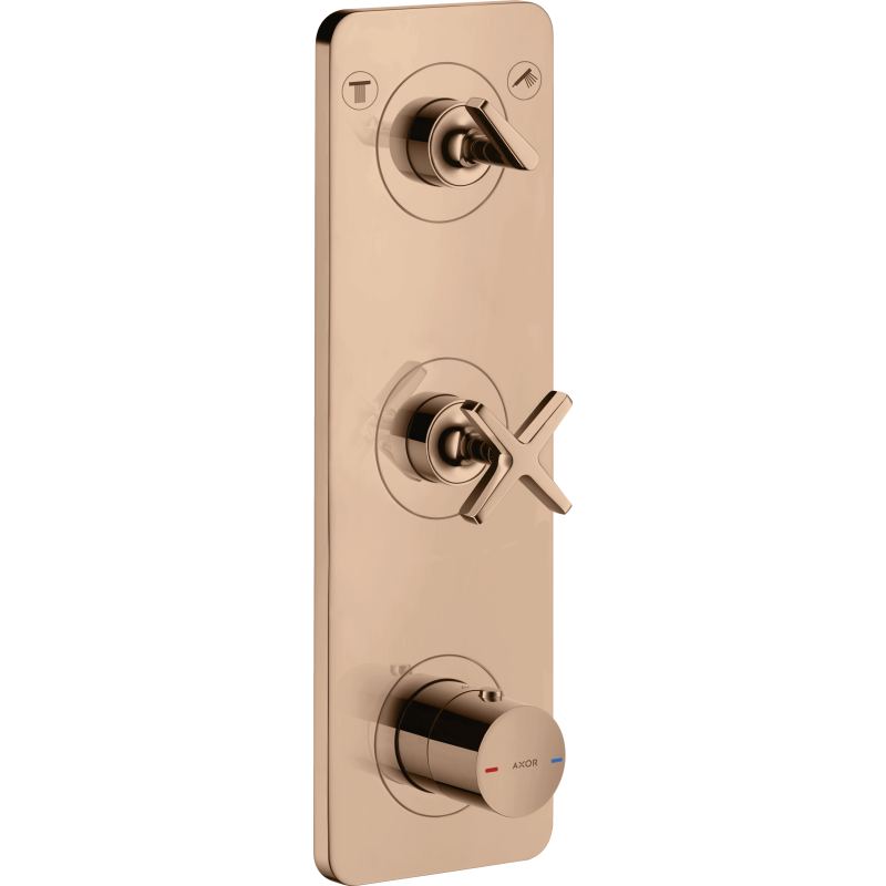 Moduł termostatyczny 380/120 do 2 odbiorników z płytką, podtynkowy Czerwony Złoty Polerowany Citterio E AXOR 36703300