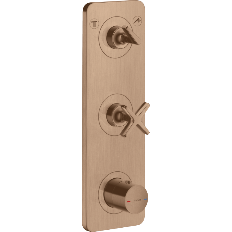 Moduł termostatyczny 380/120 do 2 odbiorników z płytką, podtynkowy Czerwony Złoty Szczotkowany Citterio E AXOR 36703310