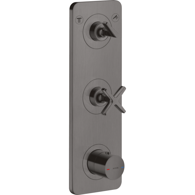 Moduł termostatyczny 380/120 do 2 odbiorników z płytką, podtynkowy Czarny Chrom Szczotkowany Citterio E AXOR 36703340