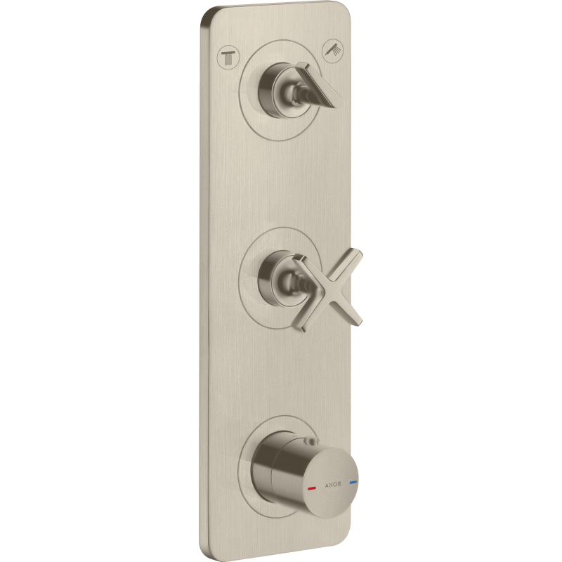 Moduł termostatyczny 380/120 do 2 odbiorników z płytką, podtynkowy Nikiel Szczotkowany Citterio E AXOR 36703820