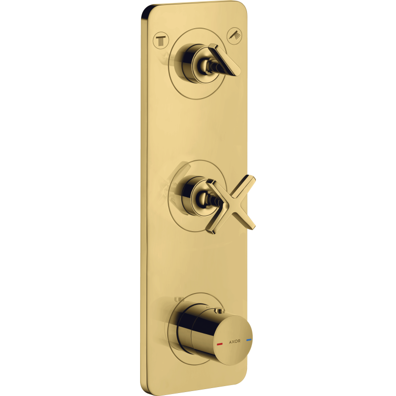 Moduł termostatyczny 380/120 do 2 odbiorników z płytką, podtynkowy Złoty Optyczny Polerowany Citterio E AXOR 36703990