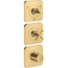 Moduł termostatyczny 380/120 do 3 odbiorników z rozetami, podtynkowy Złoty Optyczny Szczotkowany Citterio E AXOR 36704250