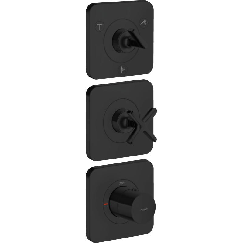Moduł termostatyczny 380/120 do 3 odbiorników z rozetami, podtynkowy Czarny Matowy Citterio E AXOR 36704670