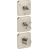 Moduł termostatyczny 380/120 do 3 odbiorników z rozetami, podtynkowy Nikiel Szczotkowany Citterio E AXOR 36704820