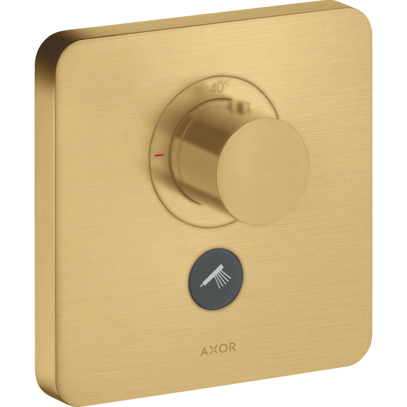 Bateria termo. HighFlow do 1 odbiornika z dodatkowym wyjściem, softsquare, podtynkowa Złoty brushed ShowerSelect AXOR 36706250