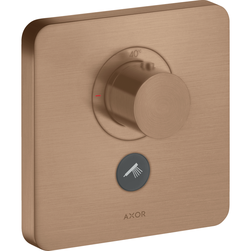 Bateria termo. HighFlow do 1 odb. z dodatkowym wyjściem, softsquare, podtynk. Czerwony Złoty brushed ShowerSelect AXOR 36706310