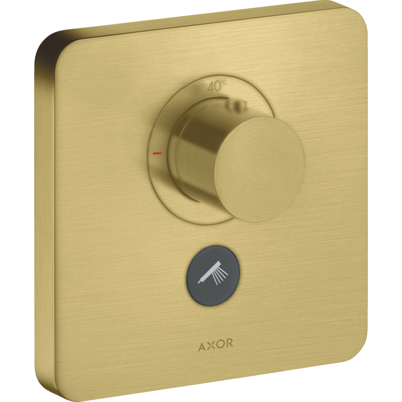 Bateria termo. HighFlow do 1 odbiornika z dodatkowym wyjściem, softsquare, podtynkowa Mosiądz brushed ShowerSelect AXOR 36706950