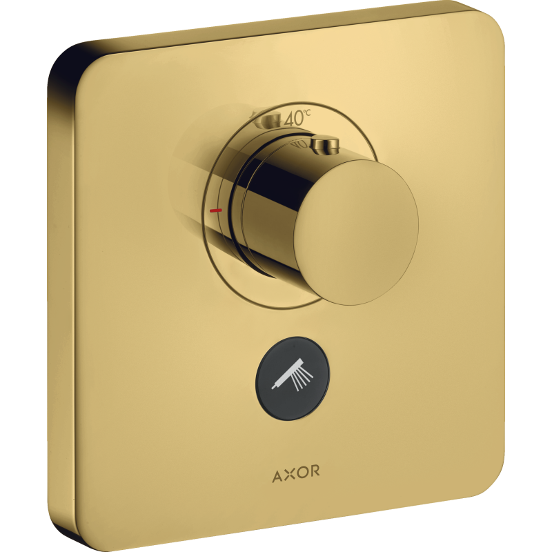 Bateria termo. HighFlow do 1 odbiornika z dodatkowym wyjściem, softsquare, podtynkowa Złoty poler ShowerSelect AXOR 36706990
