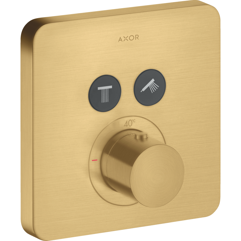 Bateria termostatyczna do 2 odbiorników, softsquare, podtynkowa Złoty Optyczny Szczotkowany ShowerSolutions AXOR 36707250