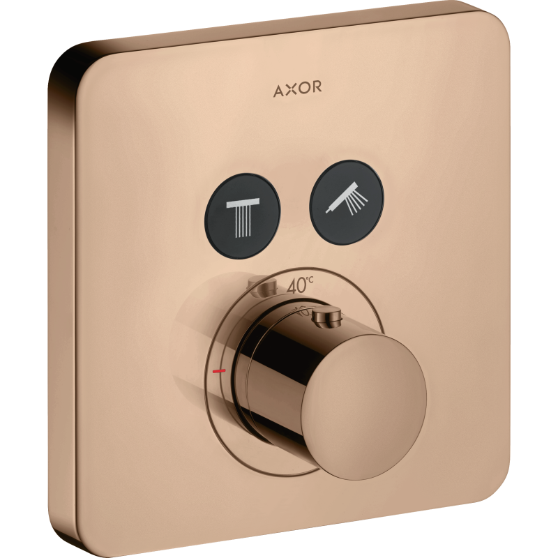 Bateria termostatyczna do 2 odbiorników, softsquare, podtynkowa Czerwony Złoty Polerowany ShowerSolutions AXOR 36707300