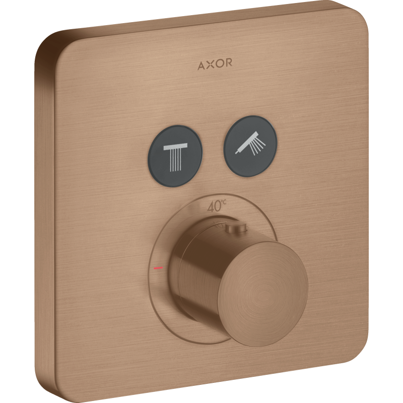 Bateria termostatyczna do 2 odbiorników, softsquare, podtynkowa Czerwony Złoty Szczotkowany ShowerSolutions AXOR 36707310