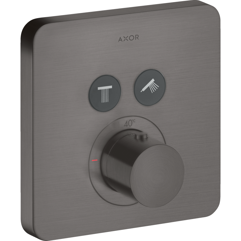 Bateria termostatyczna do 2 odbiorników, softsquare, podtynkowa Czarny Chrom Szczotkowany ShowerSolutions AXOR 36707340